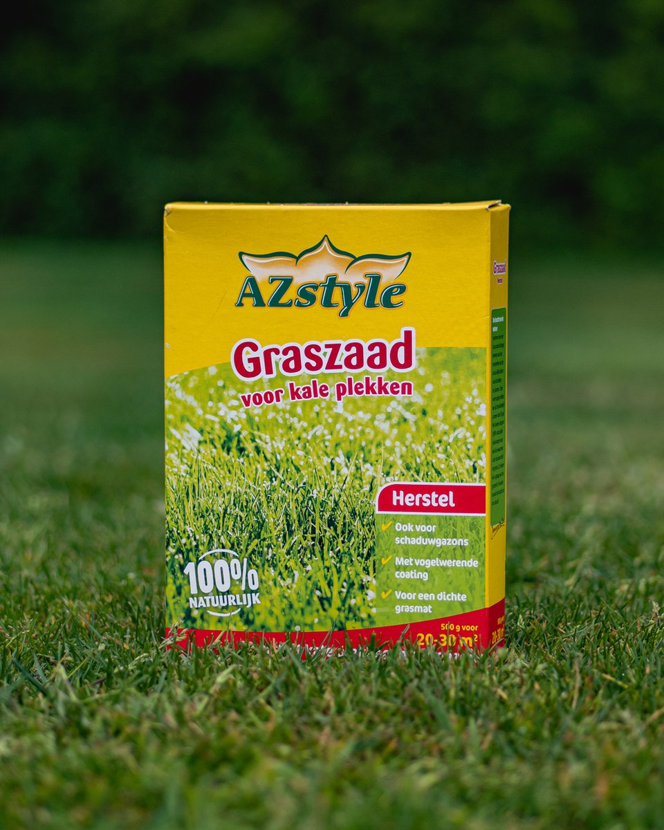 ECOstyle Graszaad Herstel Snelkiemend Gazon Gras – Herstelt Kale Plekken – Vogelwerende Coating – Geschikt Voor Zon- En Schaduw Gazons - Snelle Kieming – 20 – 30M² – 500 GR