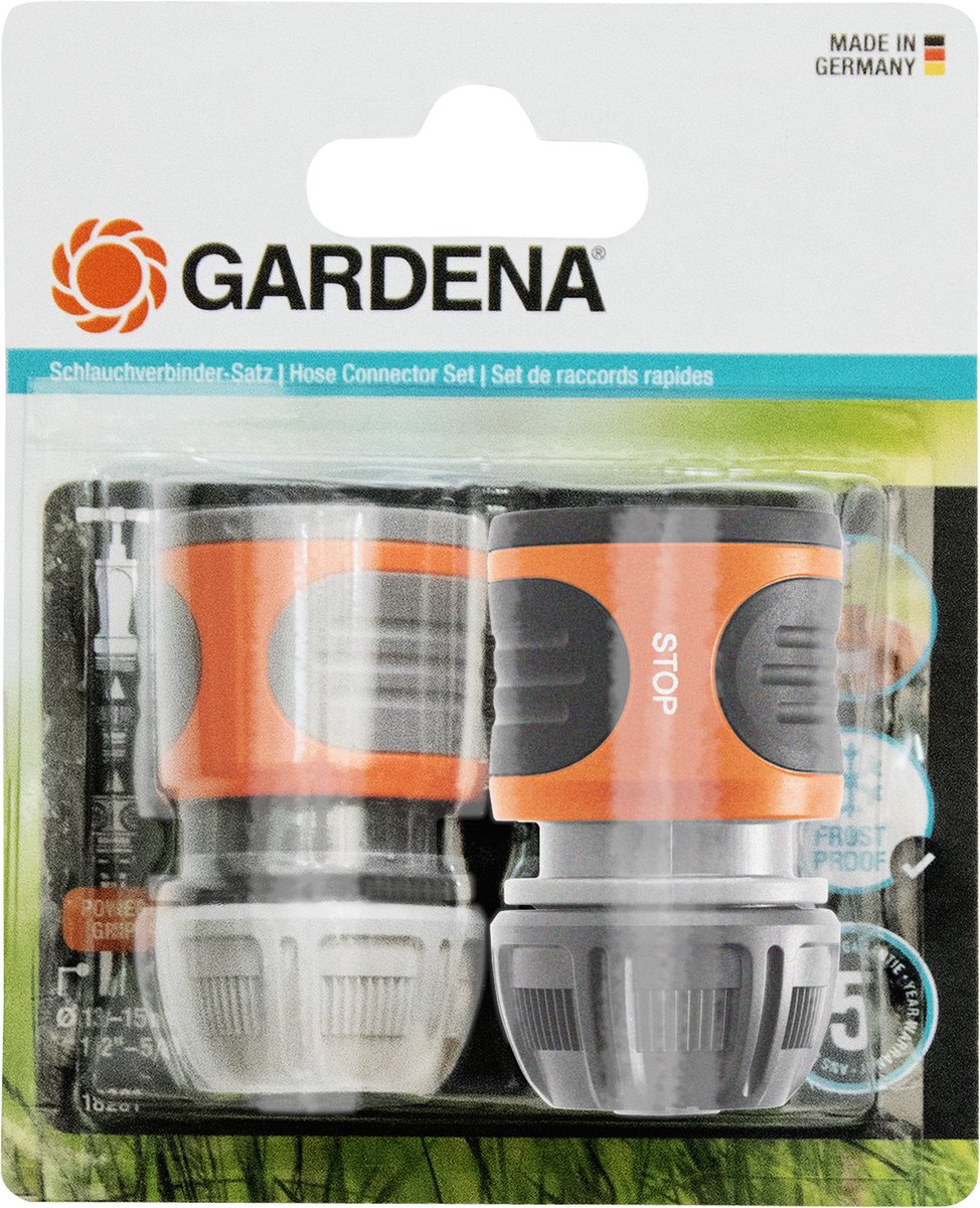  Gardena Slangstuk En Waterstop 13 Mm/1/2" -15 Mm 5/8" Pvc Oranje