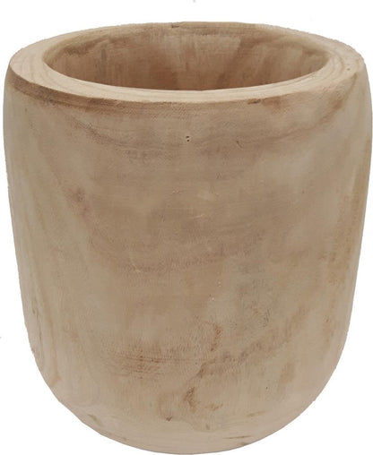  Mica Decorations Pia Bloempot - H31 X Ø31 Cm - Paulownia Hout - Lichtbruin